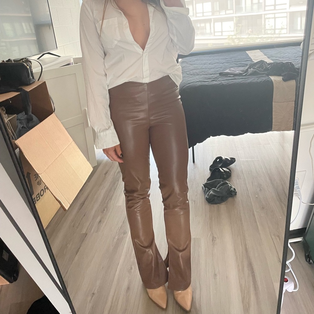 2 leather flare pants & 2 leather skirt bundle size 2